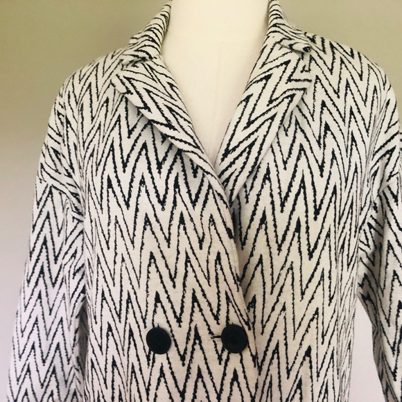 Coat MAX AND CO Black and White Small Cotton Blend - Picture 3 of 9